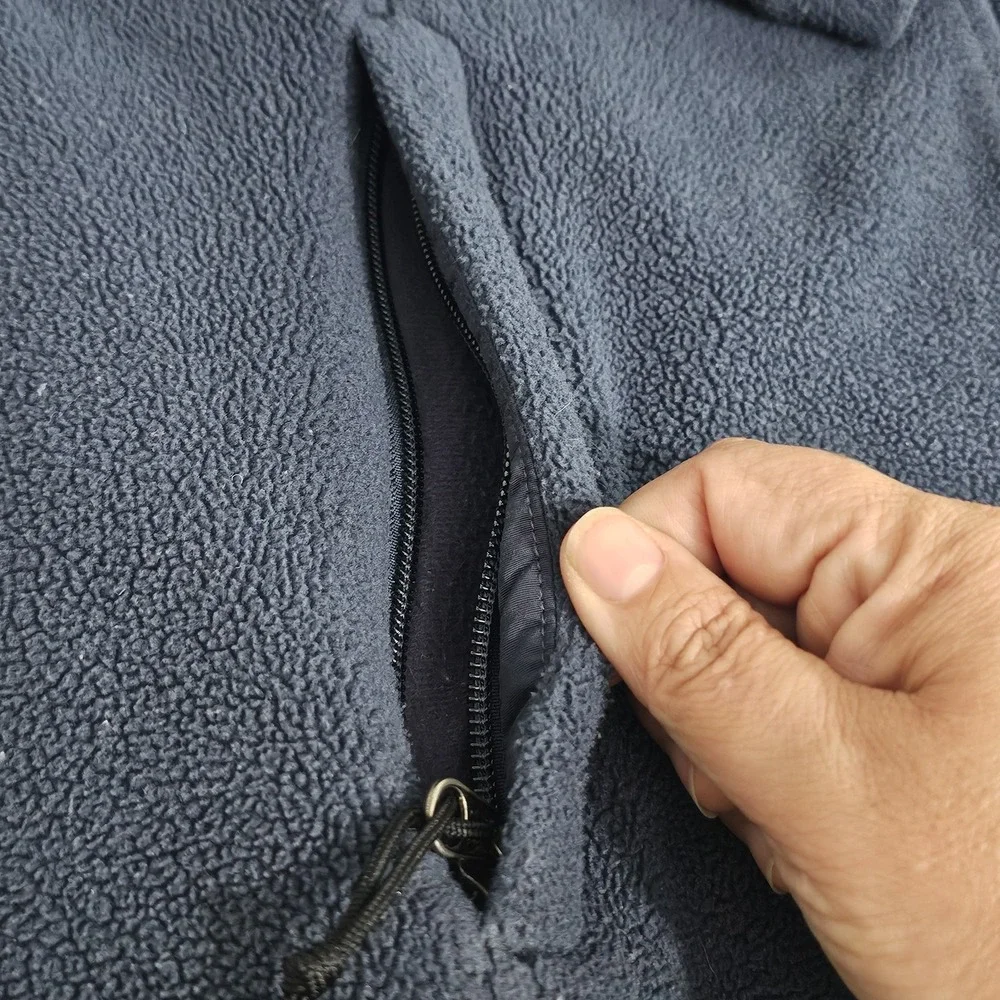 The North Face Full Zip Fleece Mens Small 100% Polyester Navy Blue Mock Neck